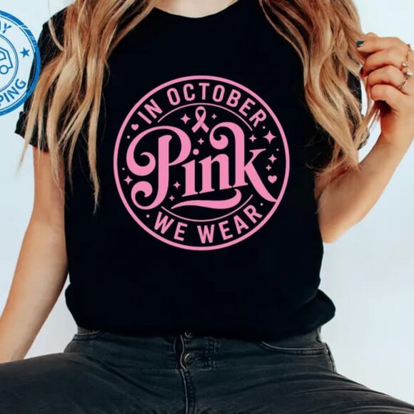 Breast Cancer Awareness Shirt, In October We Wear Pink Tee, Support Gift - Picture 1 of 4